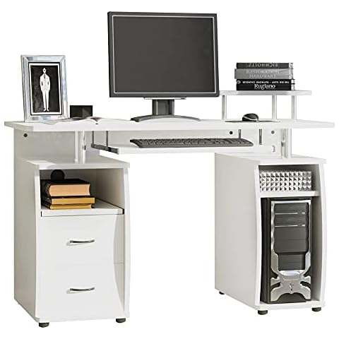 HOMCOM Computer Desk with Keyboard Tray Cover