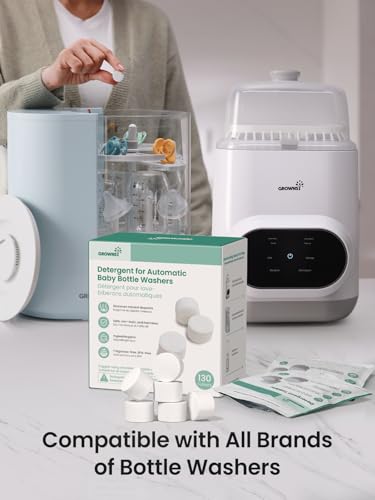 image for GROWNSY Bottle Washer Detergent Tablets, 130 Count, Deep Cleaning, Com