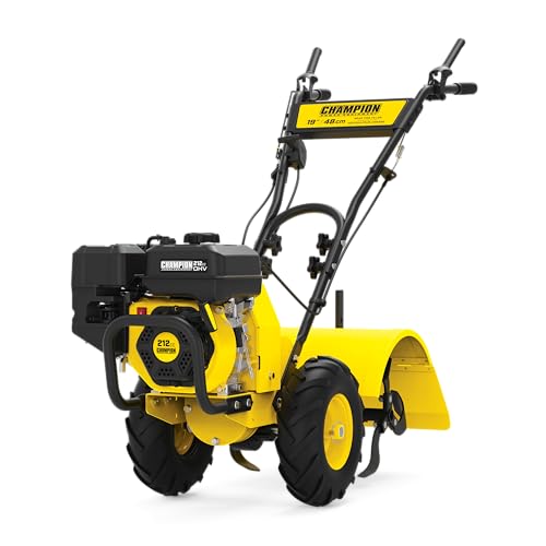 Champion Power Equipment 19-Inch Counter Rotating Rear Tine Tiller with Self-Propelled Agricultural Tires