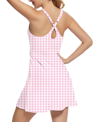 Tennis Dress for Women Athletic Golf Dress with Shorts and Pockets Backless Workout Dress with Adjustable Straps