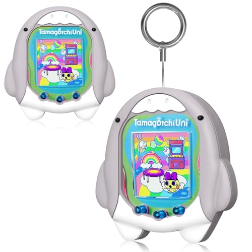 BEARDDO Silicone Case Compatible with Tamagotchi Uni Case, Cute Cartoon Grey Shark Virtual Pet Game Machine Protector Cover for Tamagotchi Uni Accessories with Ring Lanyard (Grey Shark)