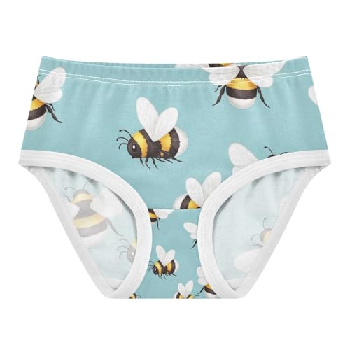 Cute Cartoon Bees Black Girls Briefs, Toddler Girl Briefs, Girls' Cotton Brief Underwear, 2–8 Years
