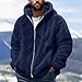 JPLZi Men Hoodies, Men Zip up Hoodie, Navy Sweatshirt, Men's Fuzzy Sherpa Athletic Hoodie Heavyweight Fleece Jacket Zip Up Hooded Sweatshirt Sports Coat 5XL