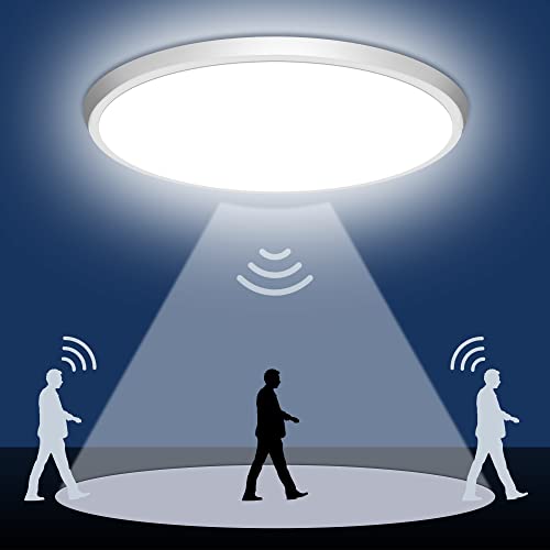 DODOPEN Motion Sensor Ceiling Light Wired - 12 Inch Motion Activated Flush Mount Lighting Fixture - 24W LED Ceiling Light for Closet, Hallway, Porch, Laundry, Garage, Basements - 5000K White by DODOPEN - Used condition - US$19.57