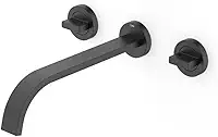 Misturador para Lavatório de Parede com Válvula de Escoamento Flow Preto Matte