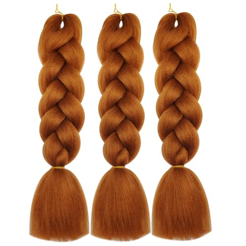 Herina Brown Hair Extensions 3pcs Honey Brown Braiding Hair Fake Braids In Hair Extensions 30# Braid High Temperature Jumbo Braids(3pc/pack)