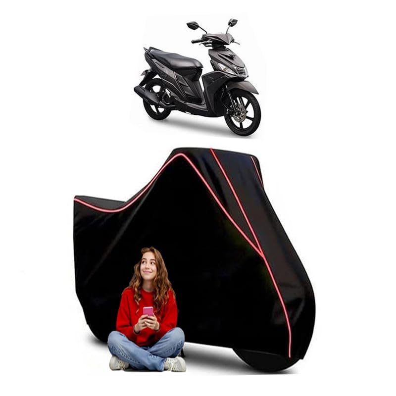 Image of Mio i 125 Scooty Bike Cover Water Resistant Outdoor Use Universal Fit Scooters Motorcycles Heavy Duty UV Protection Dust Rain Scratch Resistant Elastic Bottom Black Blue Piping