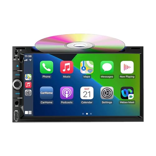 CarPlay Android Auto CD Reproductor de DVD Estéreo para automóvil Doble DIN 6.95 Pulgadas 1080P Pantalla táctil Radio para automóvil con Mirror Link Bluetooth 5.0 FM|Am|AUX|TF|EQ|DSP