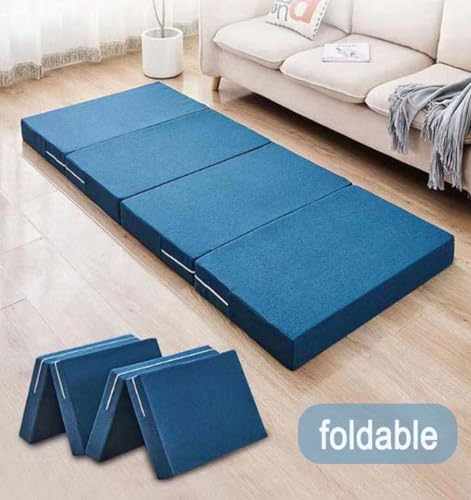 Klappmatratze Einzel-/Doppel-Matratze, 200 cm lang, weicher Schaumstoff-Futon-Bodenbett, Gästematratze mit abnehmbarem Bezug, tragbar, zusammenklappbar, platzsparend – Bild 6