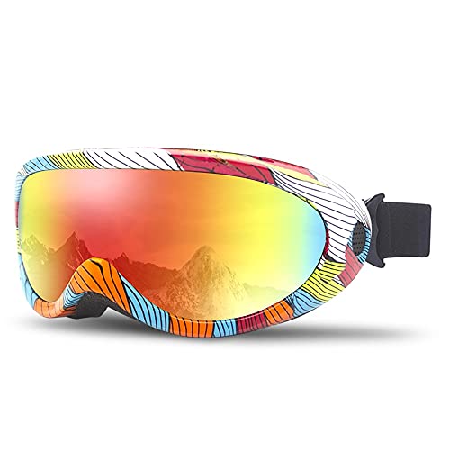 Hallwayee Ski Goggles Outdoor Motorcycling Goggles Anti Fog Glare Adjustable Strap Snowboard Goggles For Adults Kids Youth For Outdoor Sport Skiing, Snowboarding, Skating, Motorcycling, Cycling (Colorful Stripes) #TOP3