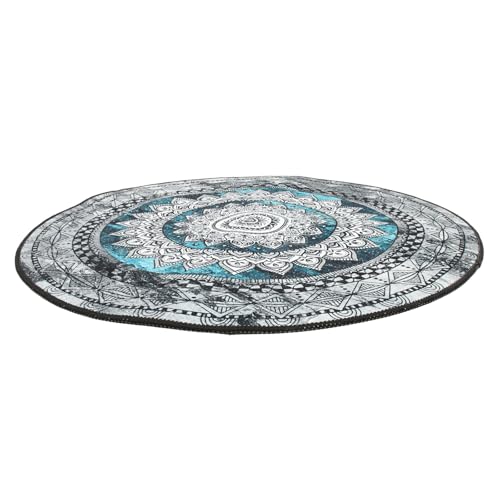 Homoyoyo Bohemian Mandala Round Rug 80cm Decorative Floor Mat for Office Chair Rolling, Non-Slip Mandala Pattern Carpet for Home and Gaming Chair Floor Protector