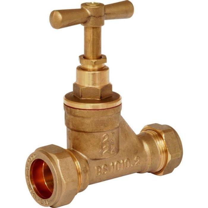 28mm Brass Stopcock - Compression, Pipe Size - 28mm