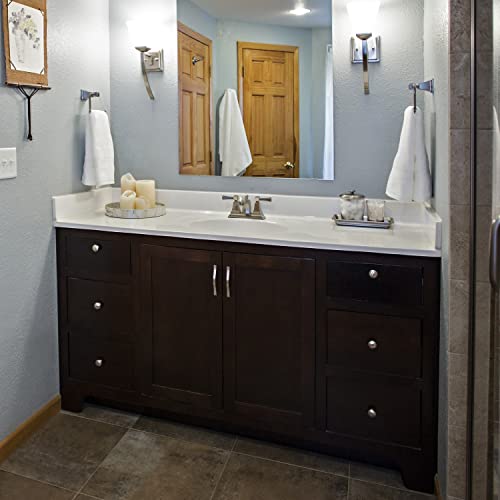 Design House 553396 61X22 Cultured Marble Single Bowl Vanity Top With Integrated Backsplash 4-In Centerset, Solid White #TOP3