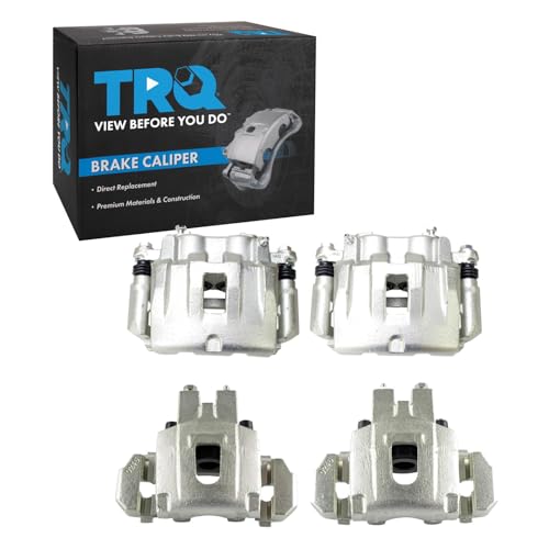 Image of TRQ Front and Rear Brake Caliper Set Zinc Coated Brackets Hardware Compatible with 1999-2004 Jeep Grand Cherokee