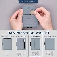 VON HEESEN Slim Wallet mit XL Münzfach & RFID-Schutz - Mini Geldbörse Herren & Damen - Kartenetui Geldklammer Kreditkartenetui - Portmonee Geldbeutel Portemonnaie klein (Hellblau) – Ansicht 3