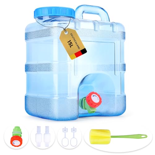 Umikk Bidón de agua para camping, 5 L ~ 22 L, recipiente de agua con grifo, bidón de agua portátil, depósito de agua para camping con asas, bidón de agua, sin BPA, hogar, cubo de almacenamiento