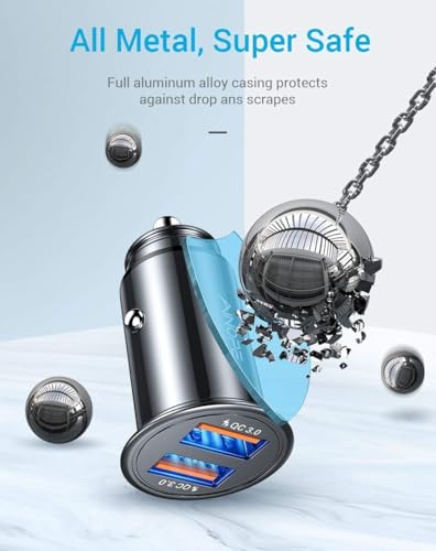 AINOPE Cargador Coche USB Carga Rapida 45W Cargador Mechero USB Movil Coche [Dual QC3.0] 12V Carregador Isqueiro Carro Accesorios Coche para Samsung Galaxy A55 A35 A15 iPhone 13 12 14 Xiaomi 13 Huawei