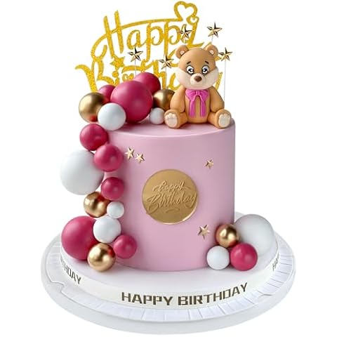 29pcs Bear Cake Topper Balls Cake Decorations with Stars Cake Toppers for Baby Shower Birthday Party Decorations (Rose Red) Cover