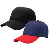 falari cappellino da baseball, misura regolabile, per corsa, allenamenti e attività all'aperto, per tutte le stagioni, 2 pezzi, nero e blu navy/rosso, taglia unica