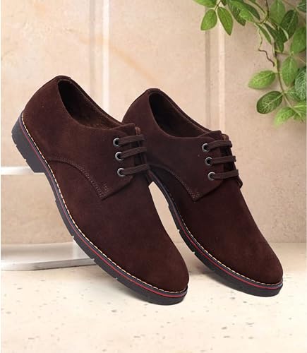 Image of ARAMISH Men's Suede Leather Derby Lace Up Formal Shoes