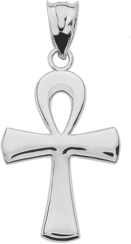 Claddagh Gold Colgante de plata de ley 925 pulida con cruz egipcia Ankh