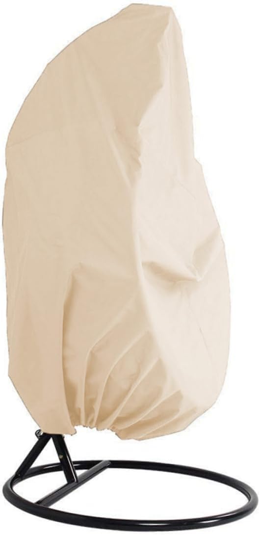 Mikikit 1Pc Outdoor Hanging Chair Cover Heavy Duty Protector for Egg Swing Chairs Beige for Rain UV and Wind Protection Gardens and Patios