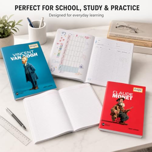 Image of SHAPE A4 Notebook Pack of 6, 172 Pages Each, Single Line Ruled