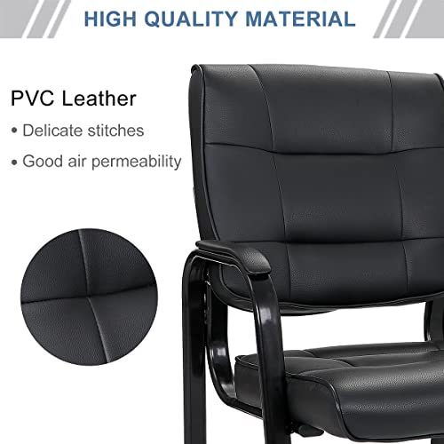 Zenstyle Set Of 2 Office Leather Guest Chairs With Padded Arm Rest, Reception Chairs Executive Side Chair With Bonded Leather And Black Metal Frame For Waiting Room, Conference, Reception Meeting #TOP4