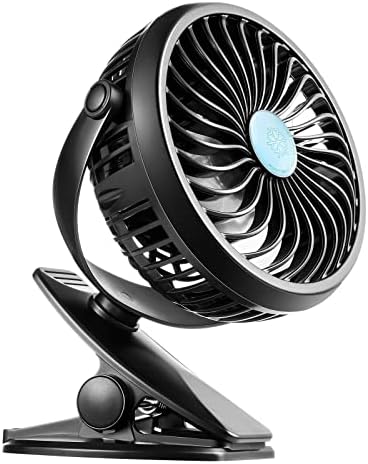 TCJJ Clip on Fan,Stroller Fan Personal Desktop Portable USB Rechargeable Battery Powered Pram 3 Speeds Small Fan for Office Dorm Bedroom Stroller
