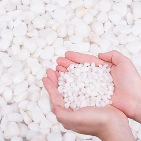 HOT SEAL 5.9 LB White Aquarium Gravel Pebbles 3/8", Natural Decorative Aquarium Substrate Small River Rocks, Mini Pebbles Stone for Fish Tank, Aquatic Plant Bonsai, Hydrophyte Cover