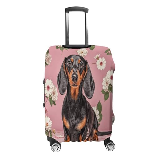 Dachshund Florals Travel Luggage Cover Washable Anti-scratch Suitcase Protector Dustproof Protective Cover Case for Wheeled Luggage Fits 19-32 Inch Luggage4