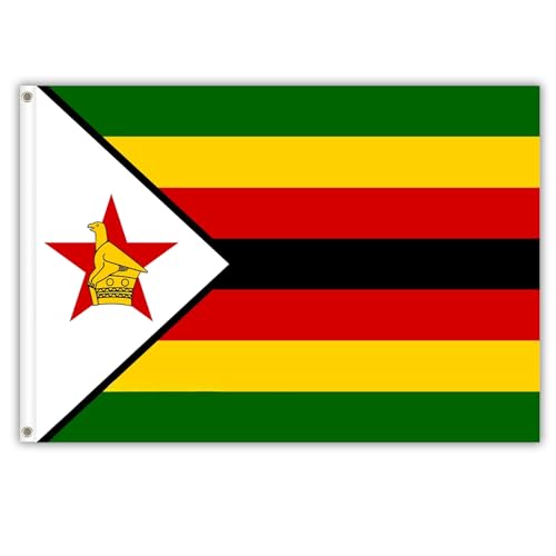 3x5 Foot Zimbabwe Flag Brightly Coloured Zimbabwean Flag Celebration Parade Party Supplies Patio Decoration Holiday Double Suture