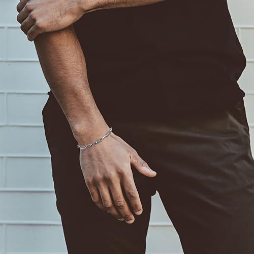 Paperclip Bracelet for Men Women,18k Gold Plated 925 Sterling Silver Italian 4.5mm Solid Diamond Cut Paperclip Link Chain Bracelet Jewelry (6.5-7.5in/Sliver-Gold)4