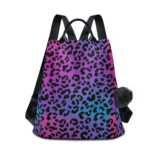 Sac à dos noir à pois violets et bleus avec poches latérales et fermeture arrière