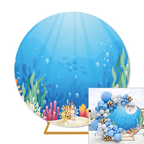 7ft(2.2m) Under The Sea Round Polyester Backdrop for Photography