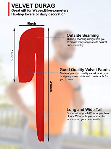 Geyoga 18 Pcs Silky Durag Headwraps Dorag for Men Women Waves Durags Pack with Long Tail and Wide Straps 18 Colors(Mixed Color)