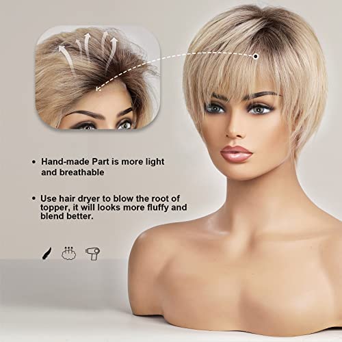Emmor Hd Lace Front Wig, Pixie Cut Wig Human Hair Wigs With Bangs, Blonde Wig Natural Short Wig Layered Short Wigs For White Women - Ombre Light Blonde… #TOP1