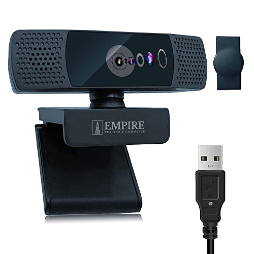 Empire 1080P Webcam with Microphone Full HD Webcam for PC with Privacy Cover Streaming Camera with 98 Degree Wide Screen Plug and Play Web Camera with Low Light Correction Noise Reduction Mic