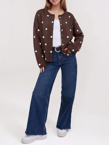 Image of Saodimallsu Womens Striped Cardigan Long Sleeve Button Down Knit Tops