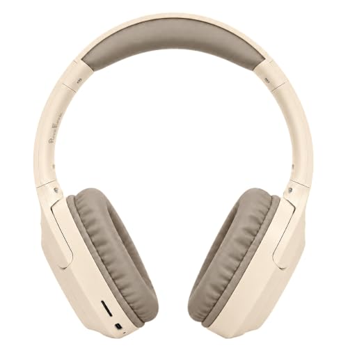 Image of PunnkFunnk BeatXtra Lite Premium Wireless Bluetooth Headphones V5.3, Over Ear Stereo Headset with Built-in Microphone, 40mm Drivers, AUX Mode, Comfortable Cushions, Up to 250 Hours Standby (Beige)