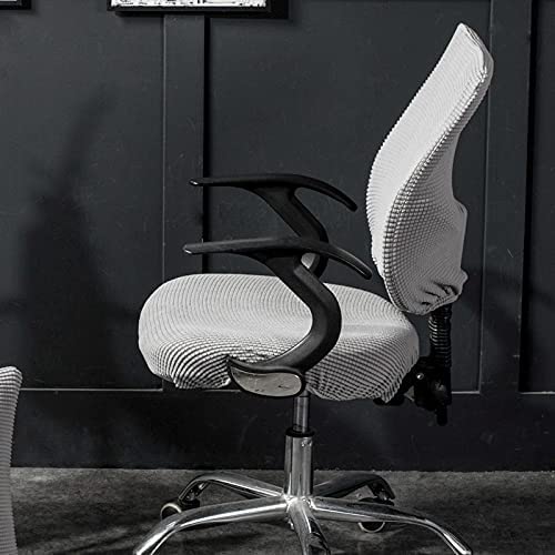 Sunnyway Office Chair Cover 2 Pcs, Stretchable Computer Chair Seat Slipcovers Elastic Desk Seat Cover Removable Washable Dining Kitchen Chair Protective Cover Machine Wash(Silver) #TOP6
