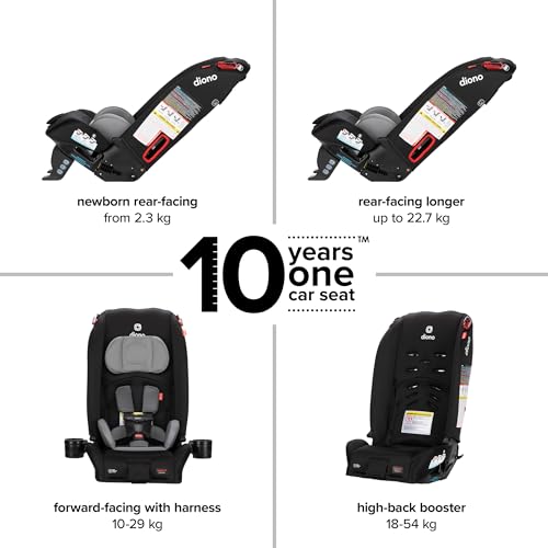 Image of Diono Radian 3R, All-in-One Convertible Car Seat, Rear and Forward Facing, 10 Years 1 Car Seat, Slim Fit 3 Across, Black Storm