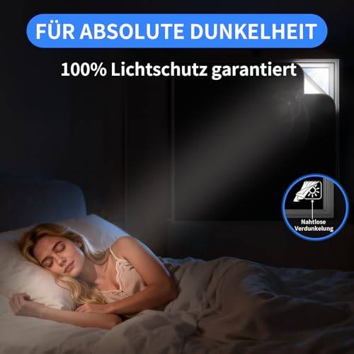 BKSAI 100% Verdunkelungsrollo mit Magnetrahmen Fenster Verdunkelung Magnetisch – Ohne Bohren Zuschneidbar Verdunklungsstoff Magnetverschluss (100X150CM)