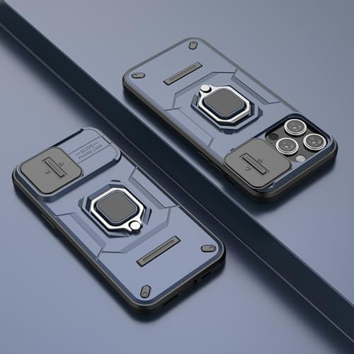 Image of CamShield Pro Case with Slide Camera Protection and 360 Protection Ring Stand Bumper Back Case Cover for iPhone 15 Pro (Blue)