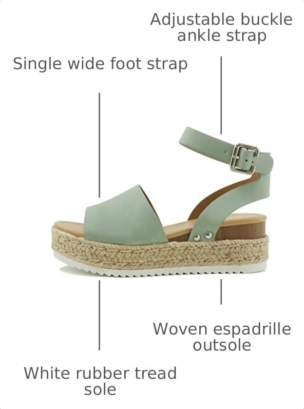 Image of Soda Topic Open Toe Buckle Ankle Strap Espadrilles Flatform Wedge Casual Sandal