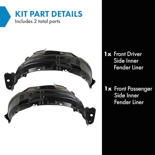 Image of TRQ Front Inner Fender Liner Set Compatible with 2011-2015 Lexus CT200h LX1248113 LX1249113