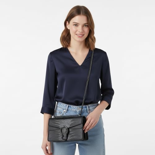 Image of Women's Crossbody Shoulder Bag Snake Print Satchel Purse Leather Chain Clutch Evening Handbag