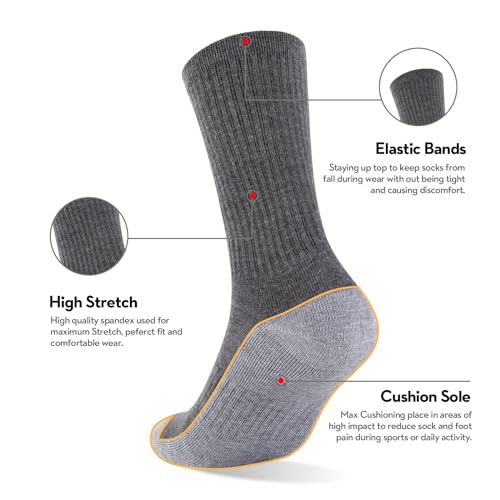 Image of Heatuff 8 Pairs Mens Cushioned Crew Socks, Moisture Wicking Athletic Work Socks
