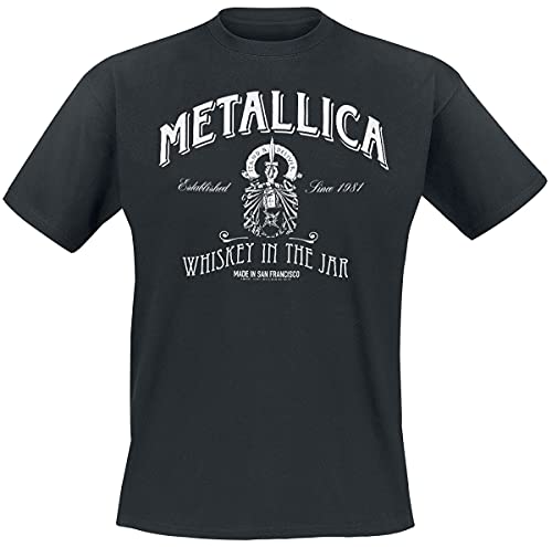 Générique Metallica Biker Unisexe T-Shirt Manches Courtes Noir L 100% Coton Regular/Coupe Standard