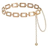 Topbuti Waist Chain Belt for Women Ladies Metal Waist Belt Chunky Belly Link Belt for Dresses Jeans (Gold, M)